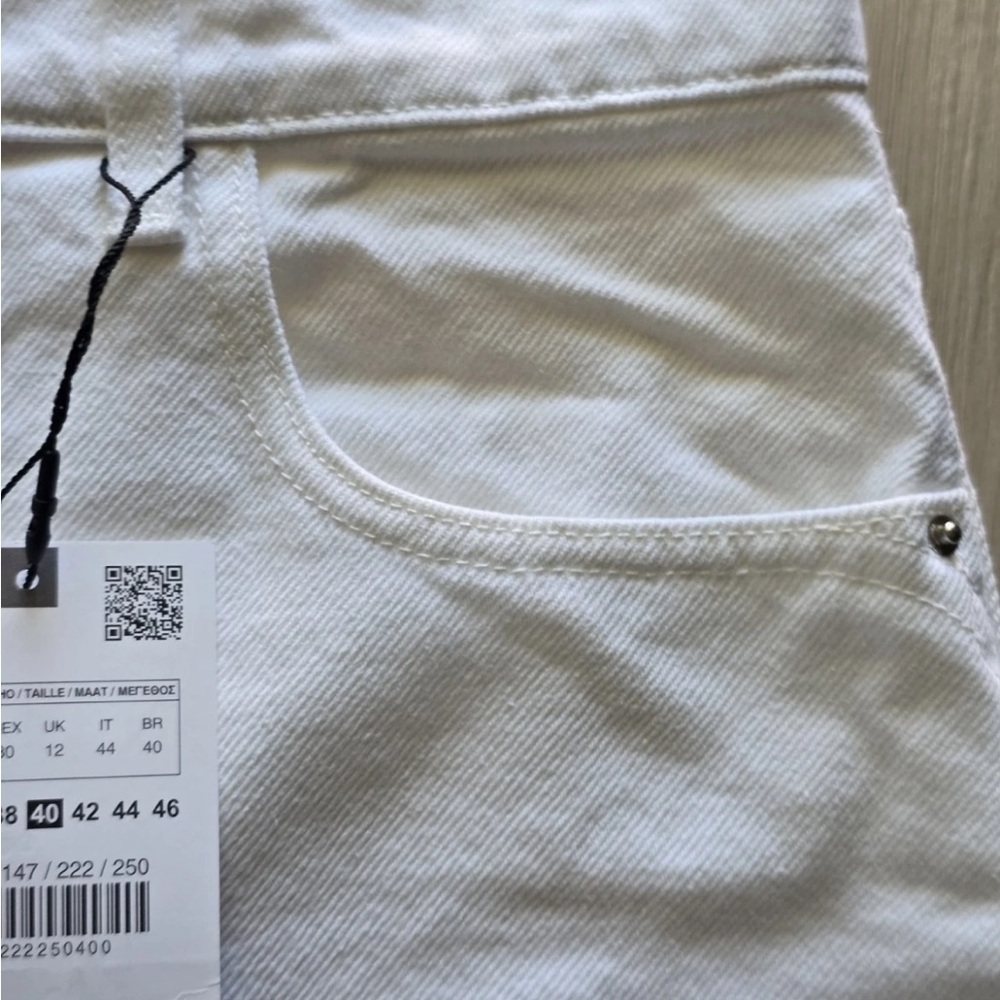 Zara White Denim Mom Shorts Sz 8 Women New - Picture 9 of 13